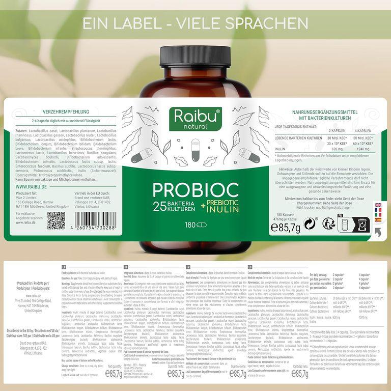 Shopapotheke Probioc Kulturen Komplex - 25 Bakterienstämme + Inulin - RAIBU