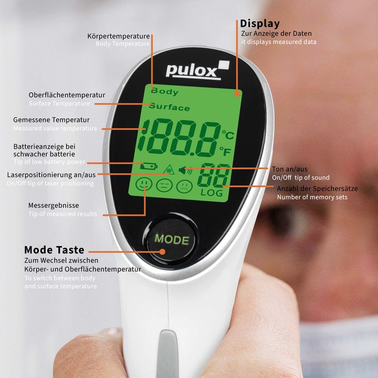 Shopapotheke Pulox 2-in-1 Infrarot Fieberthermometer Und Oberflächenthermometer