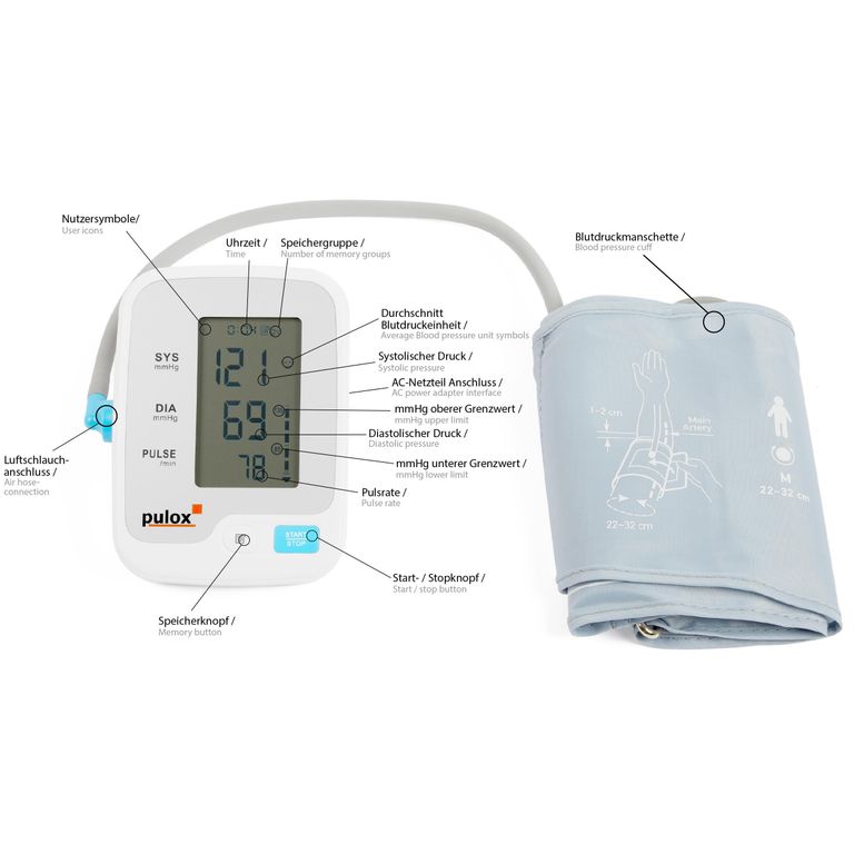Shopapotheke Pulox BMO-120 Elektrisches Oberarm-Blutdruckmessgerät