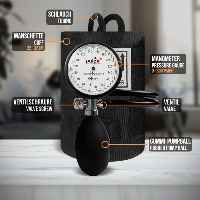 Shopapotheke Pulox Manuelles Blutdruckmessgerät - Aneroid Doppelschlauch-Sphygmomanometer