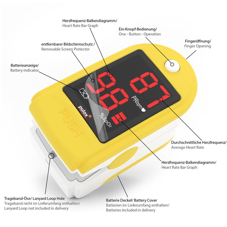 Shopapotheke Pulox PO-100 Solo - Finger-Pulsoximeter - Gelb