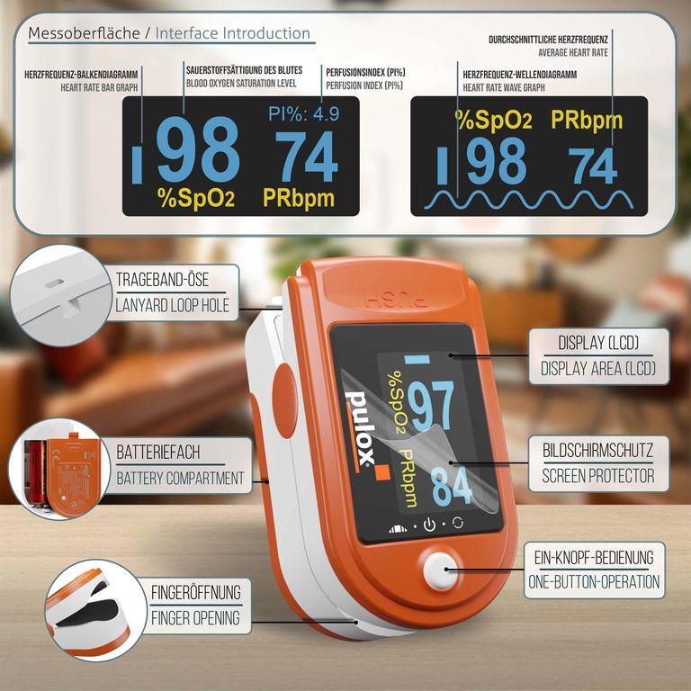 Shopapotheke Pulox PO-200 Solo - Finger-Pulsoximeter - Orange