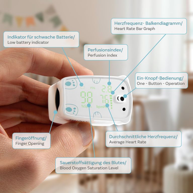 Shopapotheke Pulox PO-235 - Finger-Pulsoximeter Für Kinder Mit Alarm In Weiß