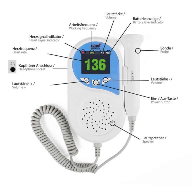 Shopapotheke Pulox Sonotrax B - Ultraschall Fetal-Doppler Mit Lautsprecher & LCD-Display