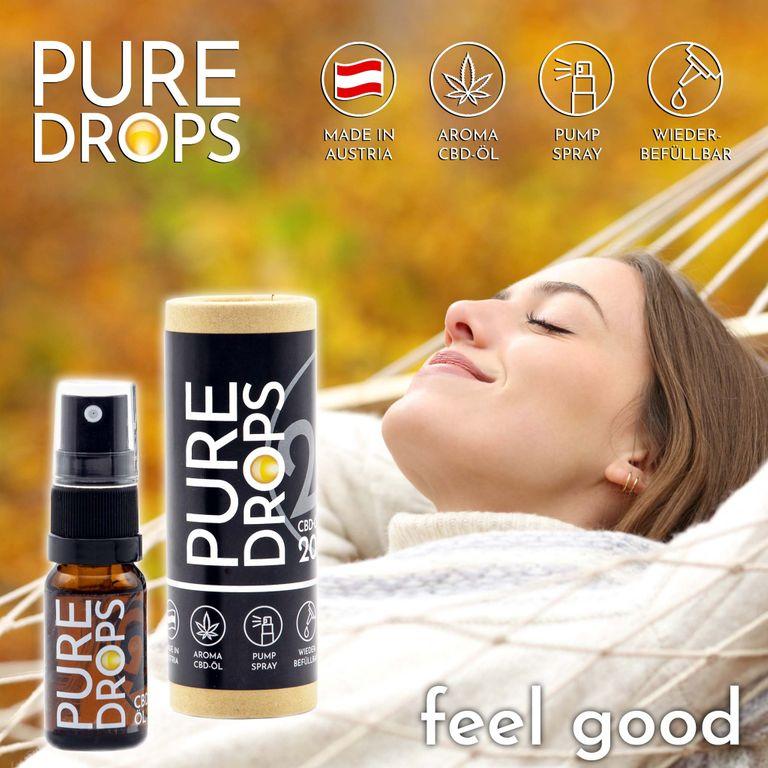 Shopapotheke PURE DROPS Bundle 2+1 Gratis 20% Vollspektrum CBD ÖL Aus Österreich Naturextrakt