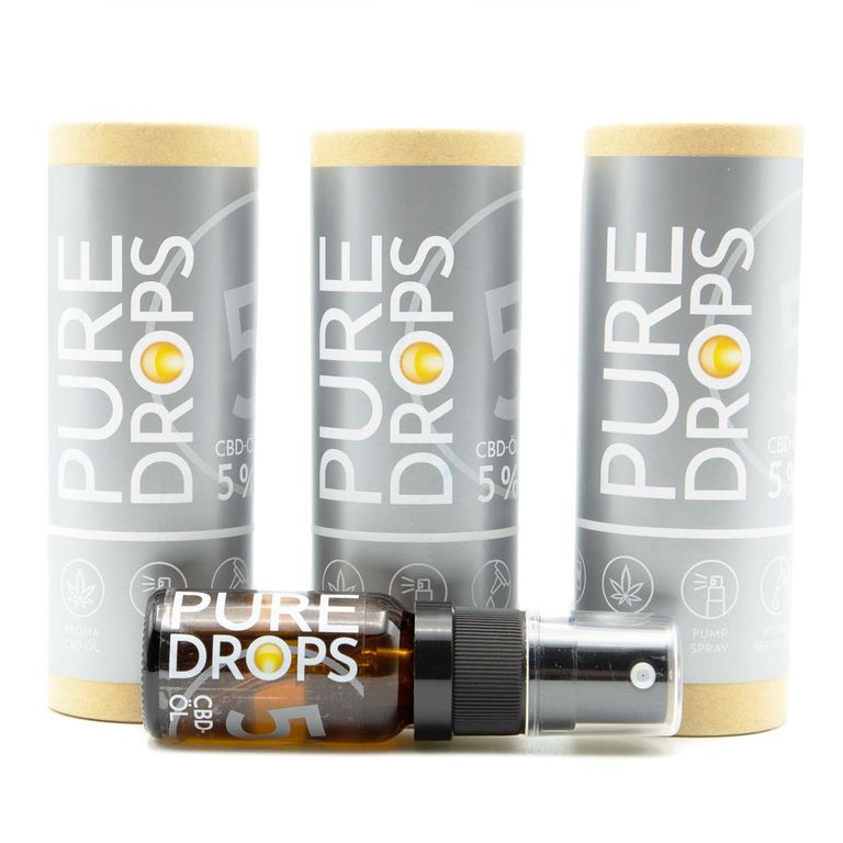 shopapotheke PURE DROPS CBD ÖL 5% Bundle 2+1 Gratis (1.380mg) CBD Vollspektrum aus Österreich Naturextrakt