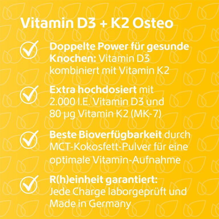 Shopapotheke R(h)ein Nutrition Vitamin D3 + K2 Osteo 2.000 I.E. Vitamin D3 + 80 µg Vitamin K2