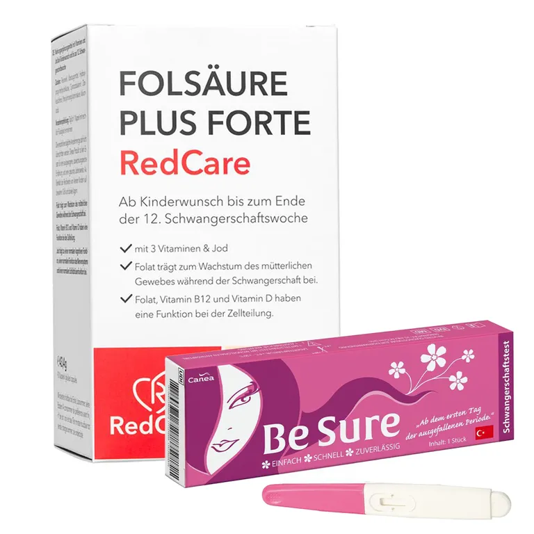 shopapotheke Redcare Folsäure Plus Forte + Be Sure Schwangerschaftstest