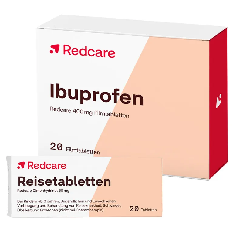 shopapotheke Redcare Reisetabletten Dimenhydrinat 50 mg + Redcare Ibuprofen 400 mg