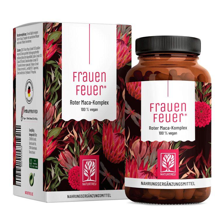 shopapotheke Roter Maca Komplex mit Salbei Tribulus Bockshornklee Vitamin B6 & Zink - Frauenfeuer - NATURTREU®