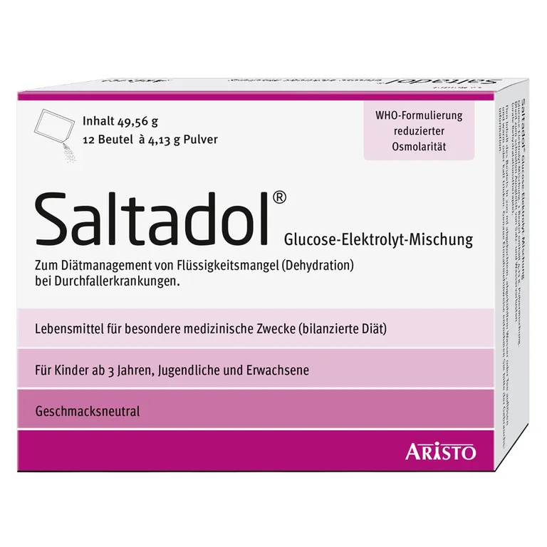 shopapotheke Saltadol® Glucose-Elektrolyt-Mischung – Unterstützung bei Flüssigkeits- und Elektrolytverlust – Für Kinder ab 3 Jahren und Erwachsene