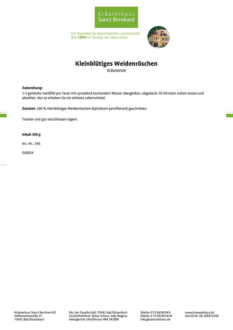 Shopapotheke Sanct Bernhard Kleinblütiges Weidenröschen 500 G