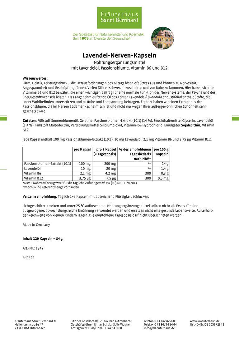 Shopapotheke Sanct Bernhard Lavendel Nerven-Kapseln