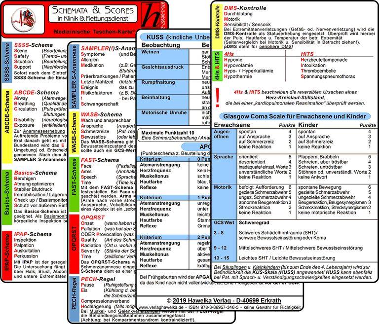shopapotheke Schemata & Scores in Klinik & Rettungsdienst (2 Karten Set) - SSSS-Schema ABCDE-Schema