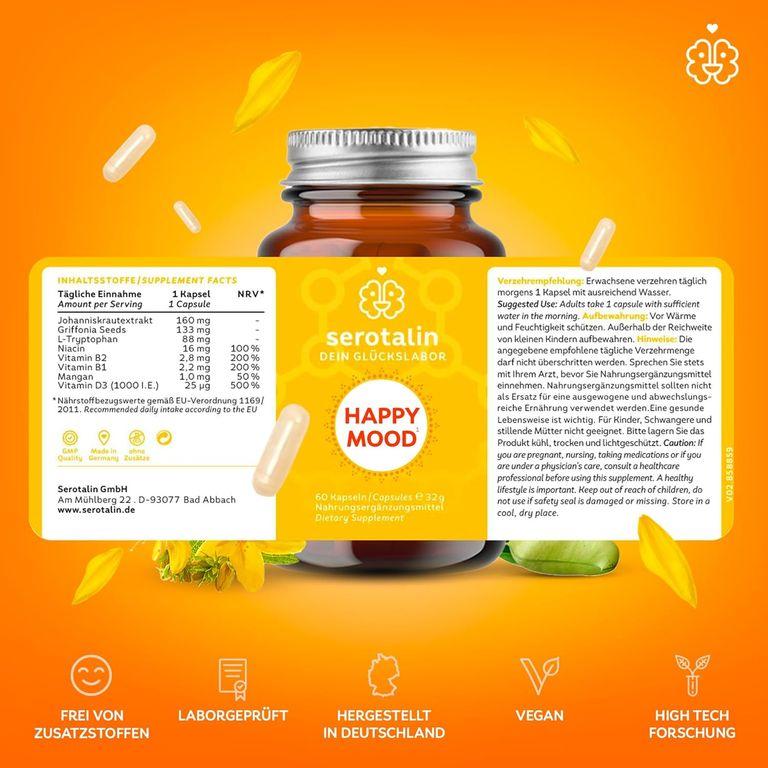 Shopapotheke Serotalin HAPPY MOOD 60 KAPSELN - Johanniskraut 5-HTP & L-Tryptophan