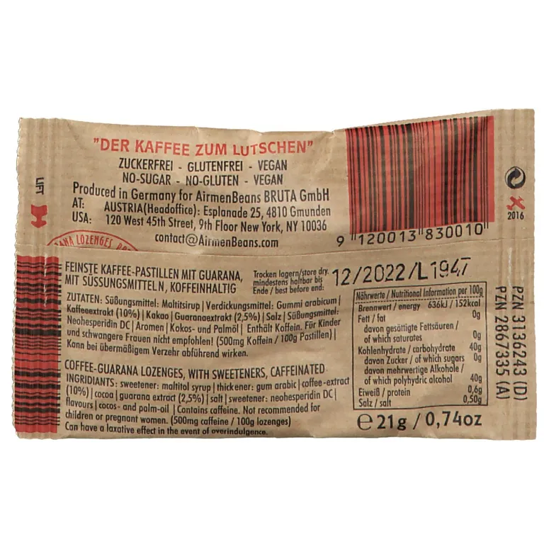 Shopapotheke Airmenbeans Kaffee-Guarana Pastillen