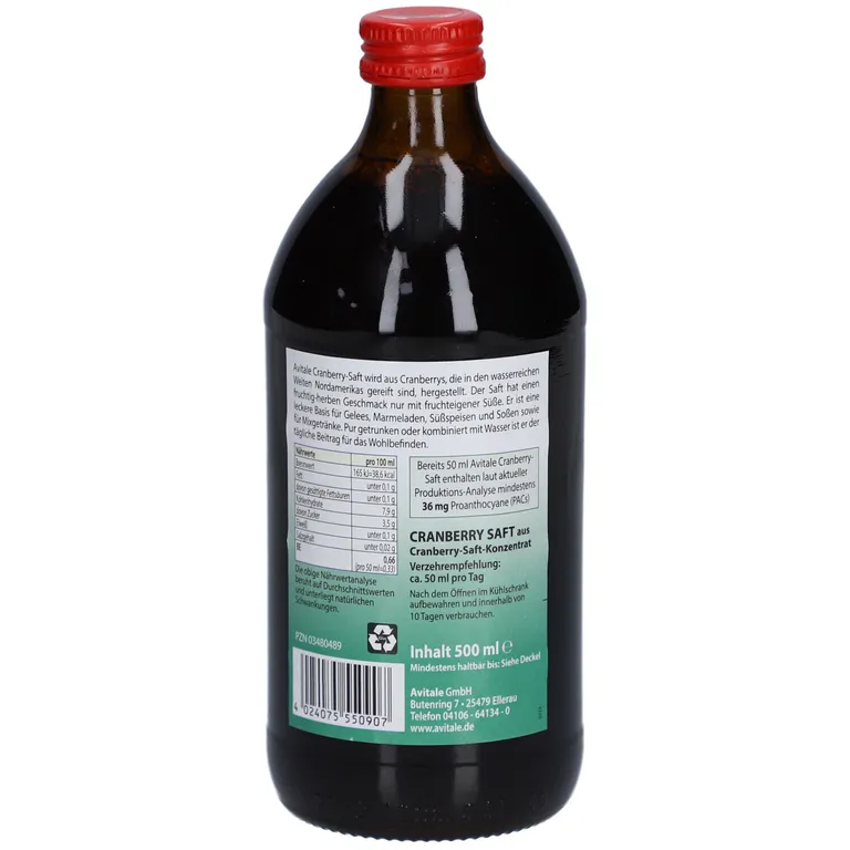 Shopapotheke Avitale Cranberry Saft 100% Frucht