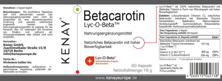 Shopapotheke Betacarotin Lyc-O-Beta™ KENAY®
