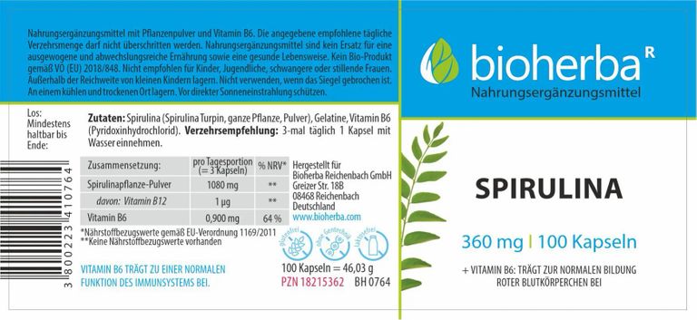 Shopapotheke Bioherba Spirulina Kapseln