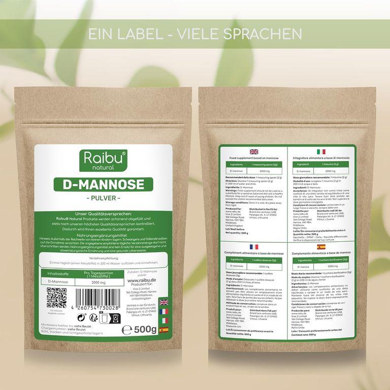 Shopapotheke D-Mannose Pulver 500 G - RAIBU