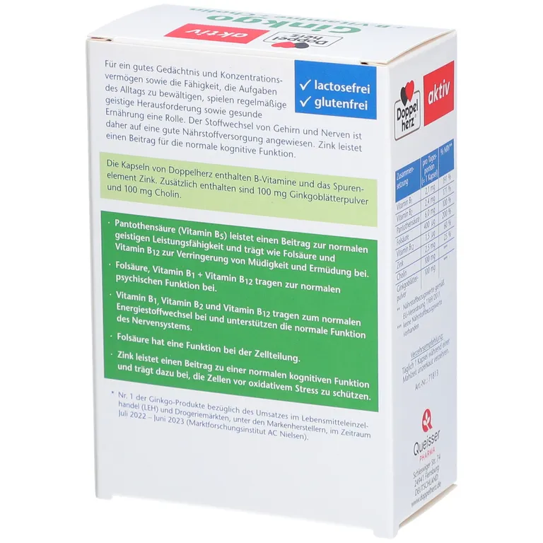 Shopapotheke DoppelherzⓇ Ginkgo + B-Vitamine + Cholin