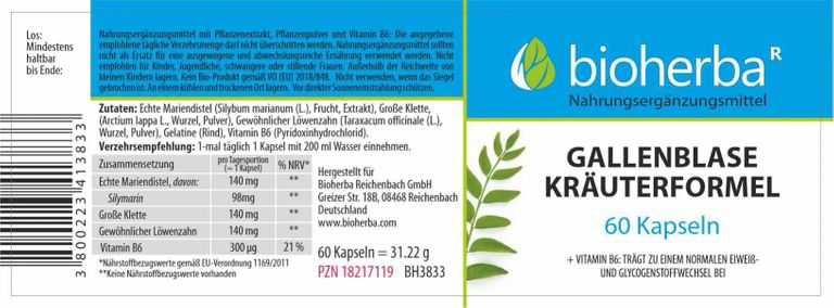 Shopapotheke Gallenblase Kräuterformel Kapseln