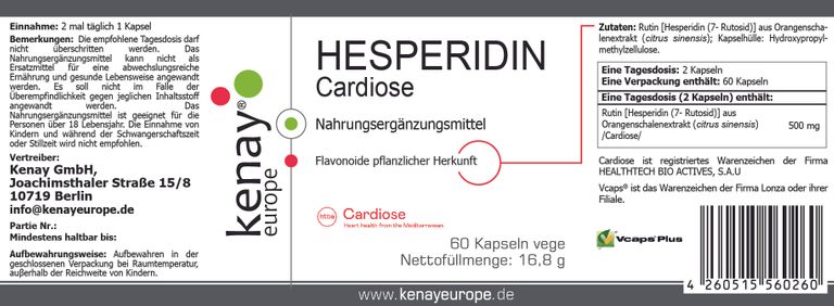 Shopapotheke HESPERIDIN Cardiose KENAY®