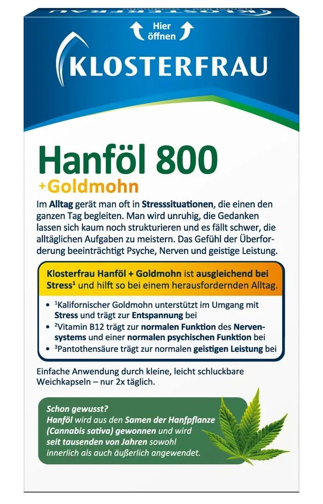 Shopapotheke KLOSTERFRAU Hanföl 800 + Goldmohn