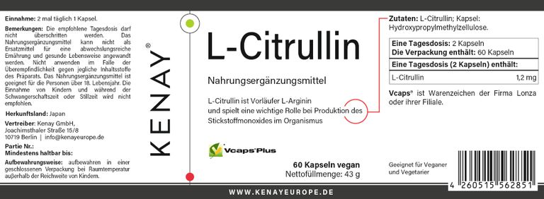 Shopapotheke L-Citrullin Aminosäure KENAY®
