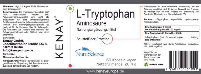 Shopapotheke L-Tryptophan Aminosäure KENAY®