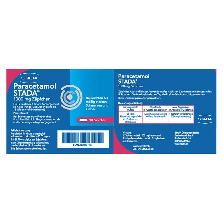 Shopapotheke Paracetamol STADA® 125 Mg Zäpfchen