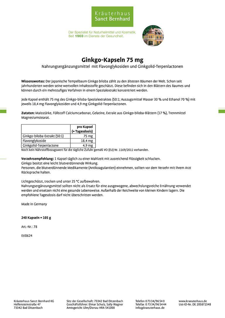Shopapotheke Sanct Bernhard Ginkgo-Kapseln