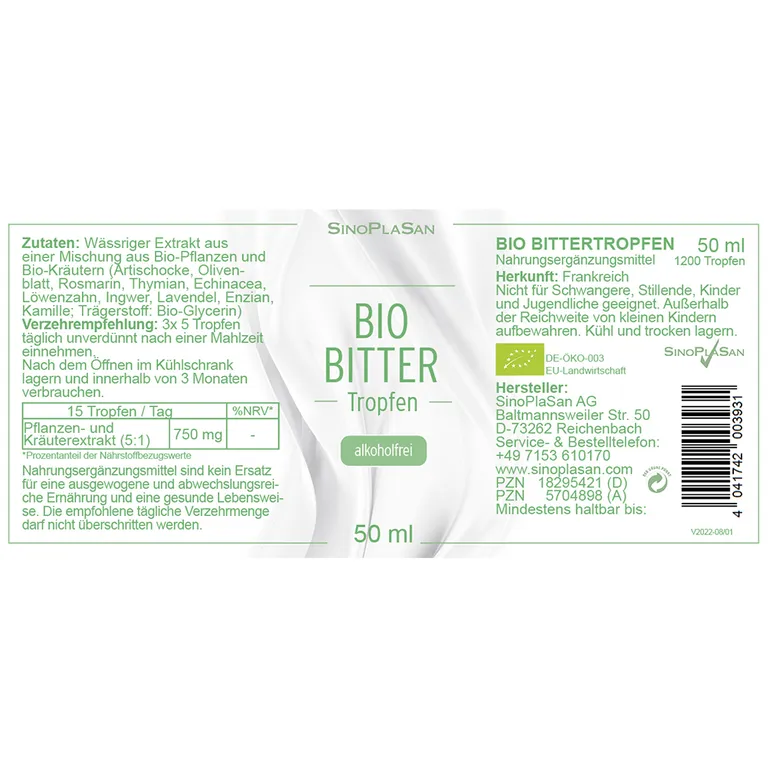 Shopapotheke SinoPlaSan Bio Bittertropfen