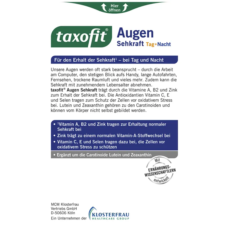 Shopapotheke Taxofit® Augen Sehkraft Tag+ Nacht