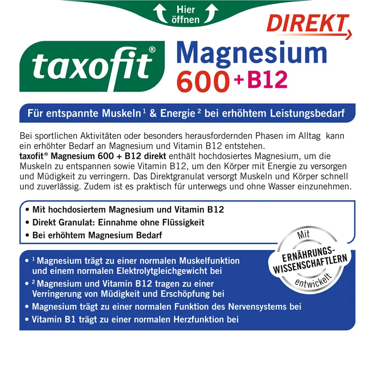 Shopapotheke Taxofit® Direkt Magnesium 600 + B12