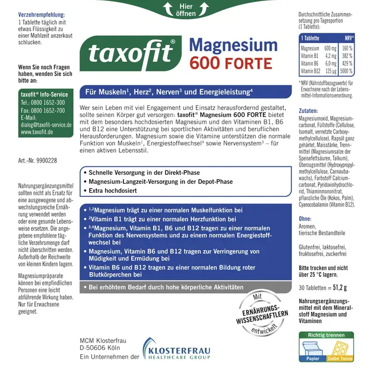 Shopapotheke Taxofit® Magnesium 600 Forte