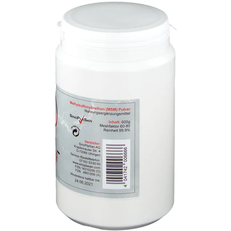 Shopapotheke SinoPlaSan MSM Pulver 99 9% Methylsulfonylmethan
