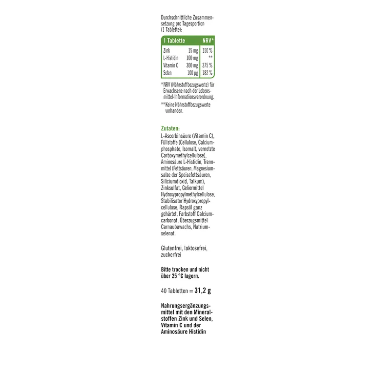 Shopapotheke Taxofit® Zink 15 + Histidin + Vitamin C + Selen