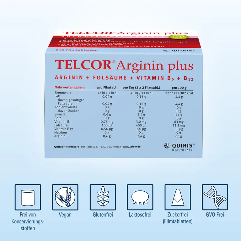 Shopapotheke TELCOR Arginin Plus B-Vitamine Zur Unterstützung Bei Leichtem Bluthochdruck + Durchblutungsstörungen