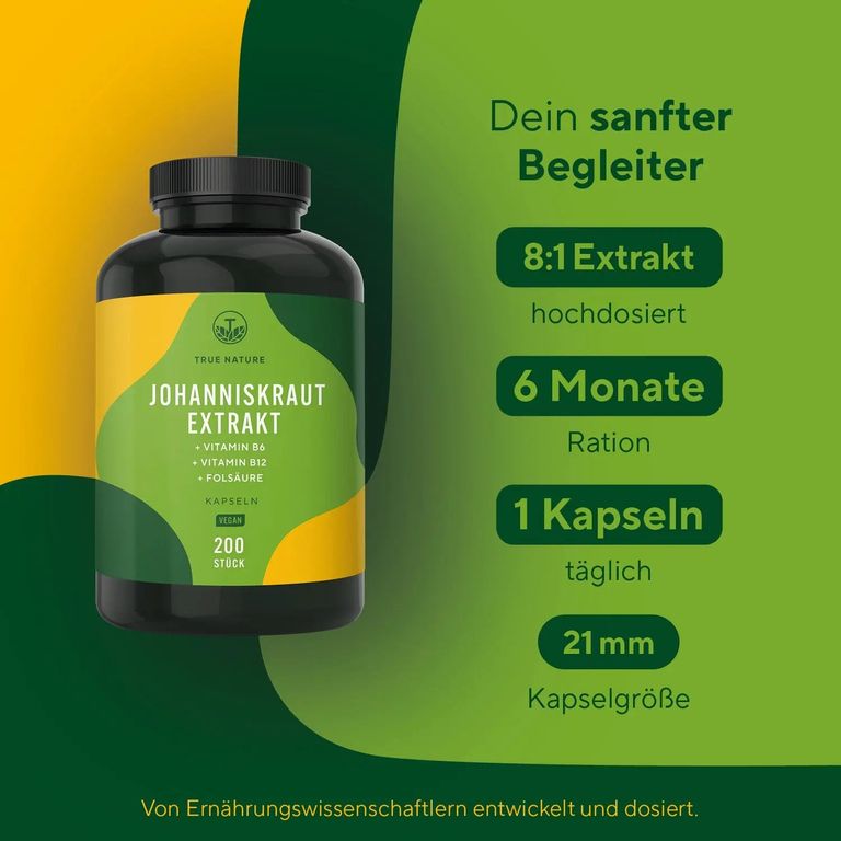 Shopapotheke TRUE NATURE® Johanniskraut Extrakt Kapseln Mit Vitamin B6 B12 & Folsäure