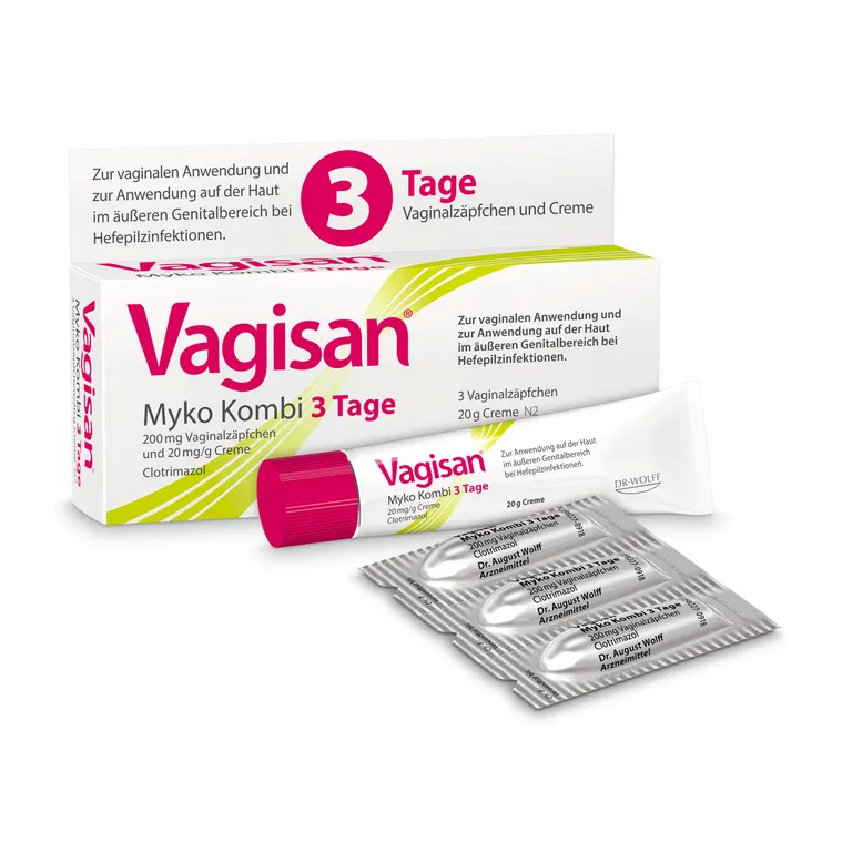 shopapotheke Vagisan Myko Kombi 3 Tage: Vaginalzäpfchen und Creme zur Behandlung von Scheidenpilz