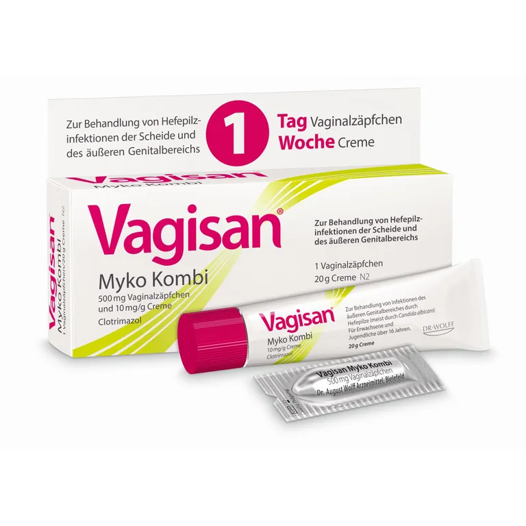 shopapotheke Vagisan Myko Kombi: Vaginalzäpfchen und Creme zur Behandlung von Scheidenpilz