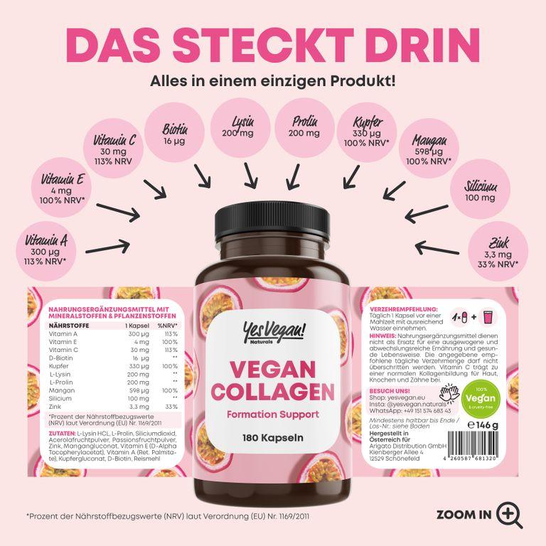Shopapotheke Vegan Collagen (180 Kapseln) Mit Aminosäuren Vitamin A C E Biotin Silicium Zink Und Mangan
