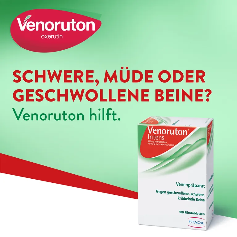 Shopapotheke VENORUTON® Intens Zur Behandlung Von Beinschwellungen (Ödemen) Und Linderung Bei Schweren Müden Beinen Spannungsgefühlen Und Kribbeln Bei Chronischer Veneninsuffizienz. Wirkstoff: Oxerutin
