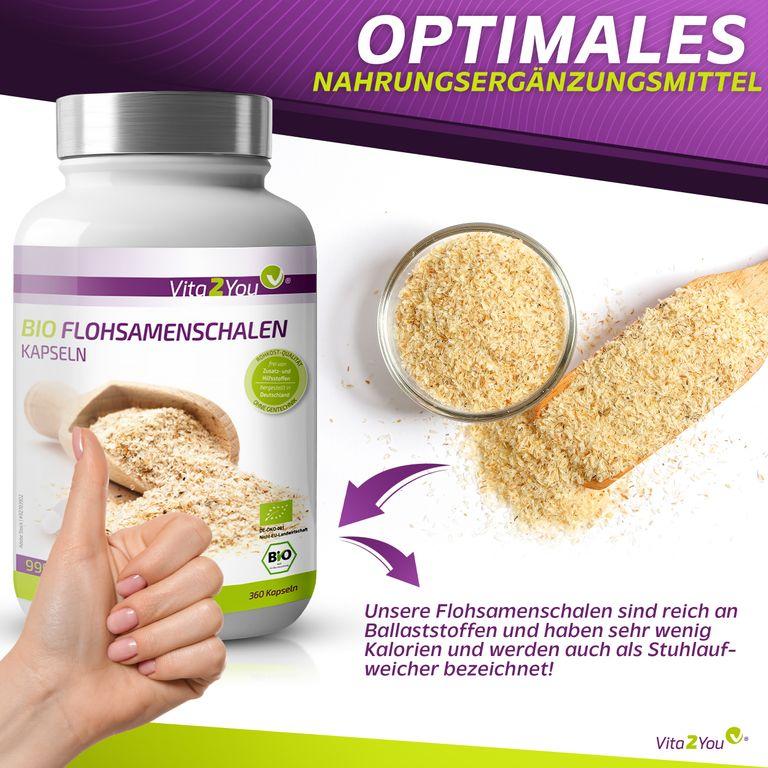 Shopapotheke Vita2You Bio Flohsamenschalen Kapseln 750mg - Hochdosiert