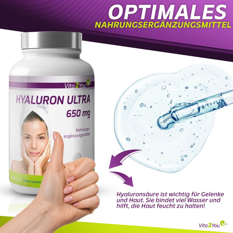 Shopapotheke Vita2You Hyaluronsäure Ultra Kapseln 650mg