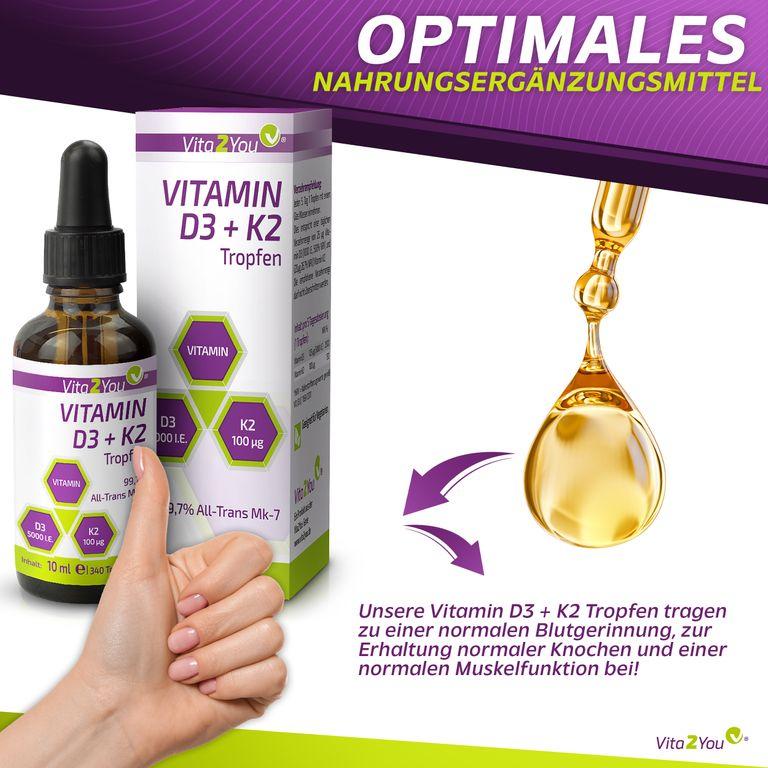 Shopapotheke Vita2You Vitamin D3 + K2 Tropfen 5000IE - 100µg Vitamin K2