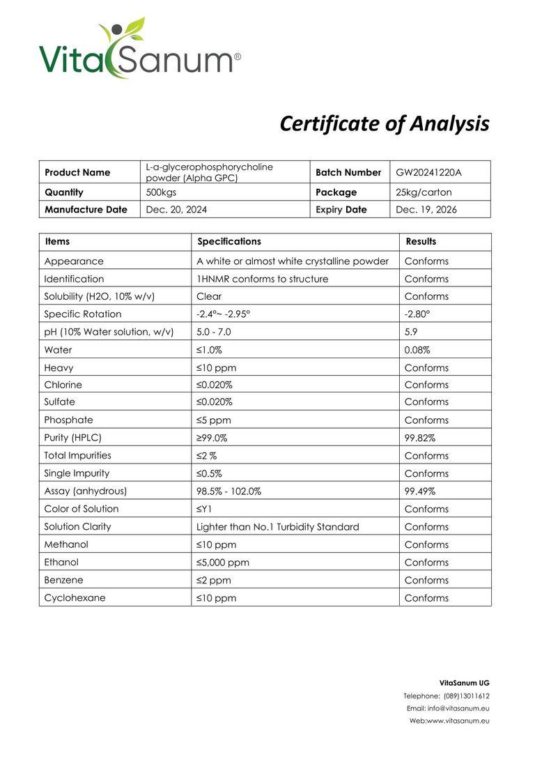 Shopapotheke VitaSanum® - Alpha-GPC (L-α-Glycerylphosphorylcholin)