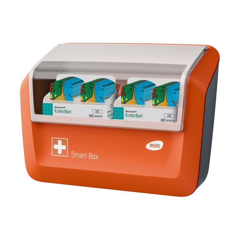 shopapotheke WERO Smart Box® Pflasterspender gefüllt mit KunterBunt Pflaster