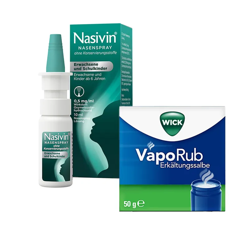 shopapotheke WICK VapoRub Erkältungssalbe + Nasivin® Nasenspray für Erwachsene und Schulkinder + ein Paar Socken GRATIS